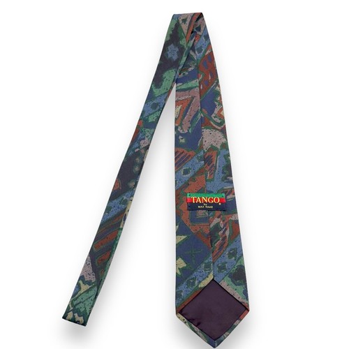 Tango By Max Raab Mens Abstract Pattern Multicolored Silk Tie USA 59 Inch - Picture 3 of 10