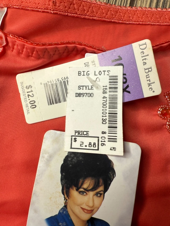 Bragas cortas vintage Delta Burke con cuentas adornadas florales rojas negras 10 3X Foto 3 de 4