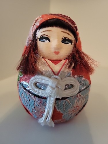 Vintage handgefertigte Kimekomi Hime Daruma japanische Hochzeit Geburt Puppe Geschenk Glück SIEHE - Bild 2 von 14
