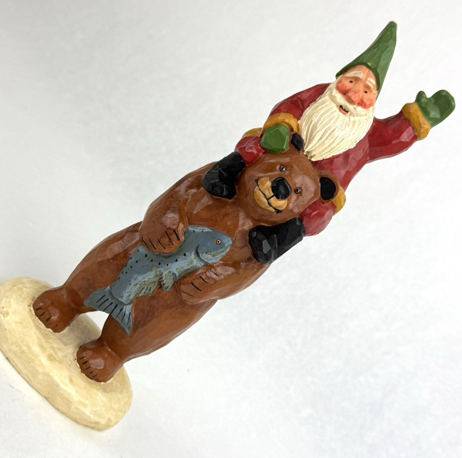 House Of Hatten Christmas Figurine Santa Gnome Bear Fish Susan M Smith 2000-image