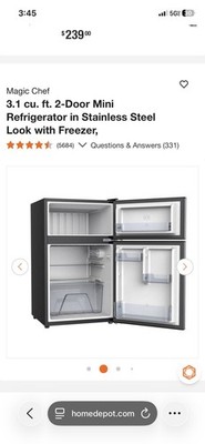 Magic Chef HMDR31GSE 3.1 cu. ft. 2-Door Mini Fridge Stainless