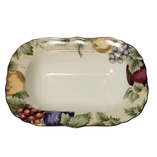 Noble Excellence Napa Valley Serving Bowl 12x9" Fruit Border Ceramic Dish