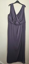 Dessy Collection Style Draped Chiffon Maxi Prom Dress Lavender Grey size 22