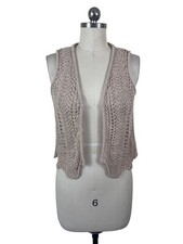Hippie Rose Crochet Knit Vest Large Brown Boho Earthy Indie Festival Cottage 70s