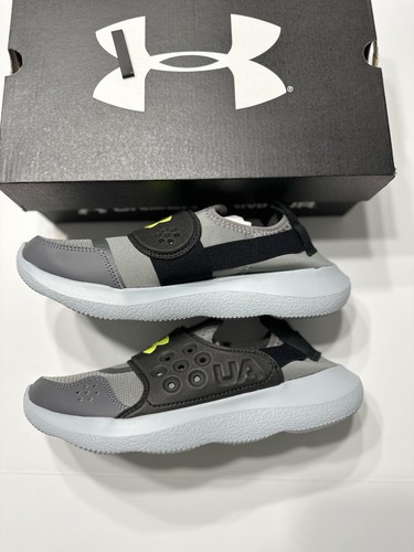 Under Armour UA BGS Runplay Gray White Shoes Kids Boys Size 7 NEW NIB - Afbeelding 4 van 5