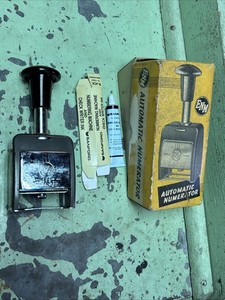 Vintage ENM Numbering Machine w/box 6 Wheels Style printing ink stamp England