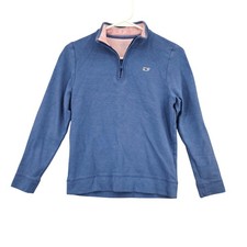 Vineyard Vines Kids Blue 100 Pima Cotton Quarter Zip Pullover Sweatshirt Medium