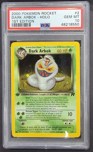 Dark Arbok (1st Edition) graded PSA 10 for sale on eBay