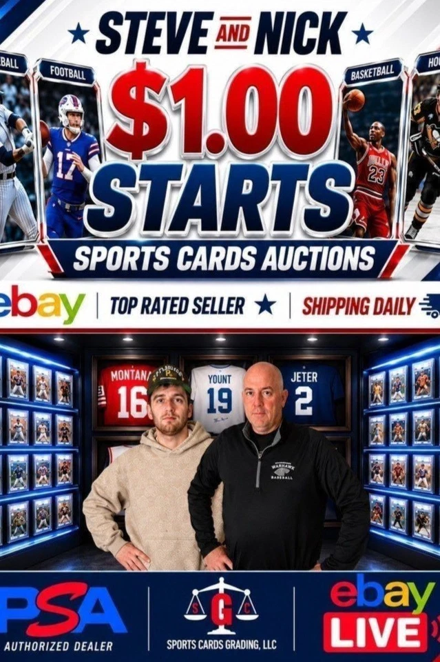 Steve and Nick start 1.00 Auctions for Singles, Lots, PSA Slabs, Packs,