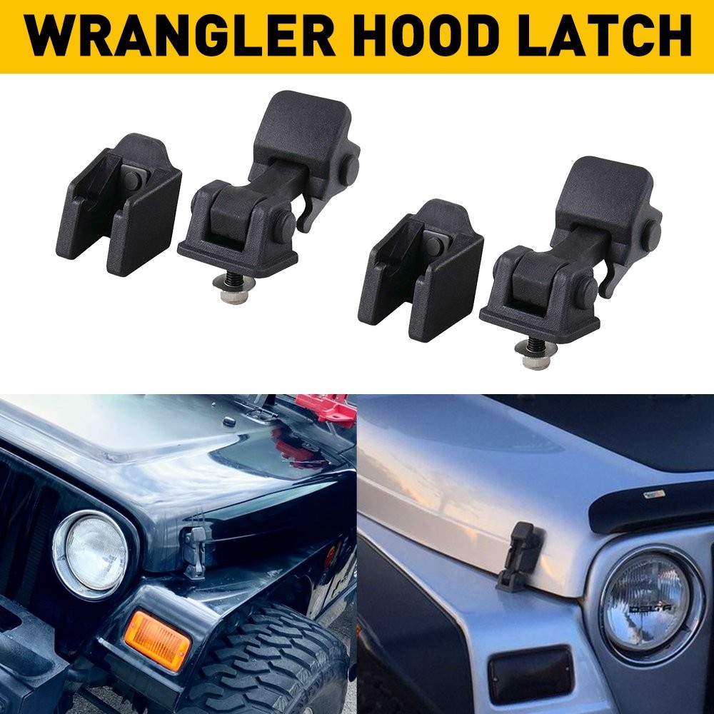 For Jeep Hood Latch For 97-06 Jeep Wrangler Jk JL JT Black Stainless Steel Catch