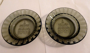 2 Vintage Ramada Express casino Laughlin NV Ashtrays smoked glass molded logo