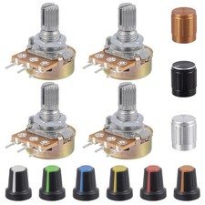 Image of 10K Ohm Potentiometer Kit with Knob 15mm Shaft (20 Pack)