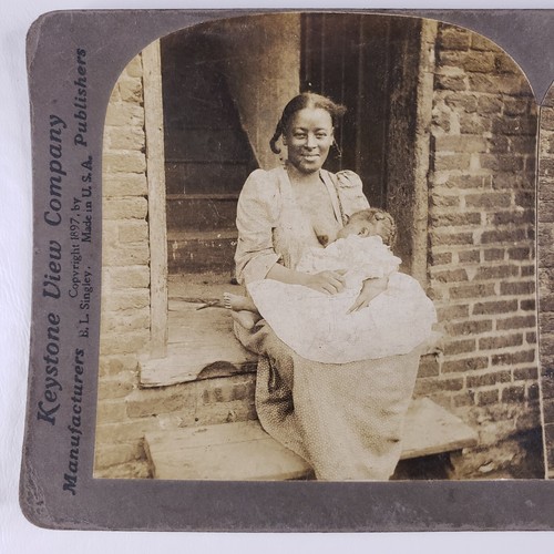 Breastfeeding Woman Stereoview c1897 Keystone African American Black Mother O286 - Picture 4 of 8