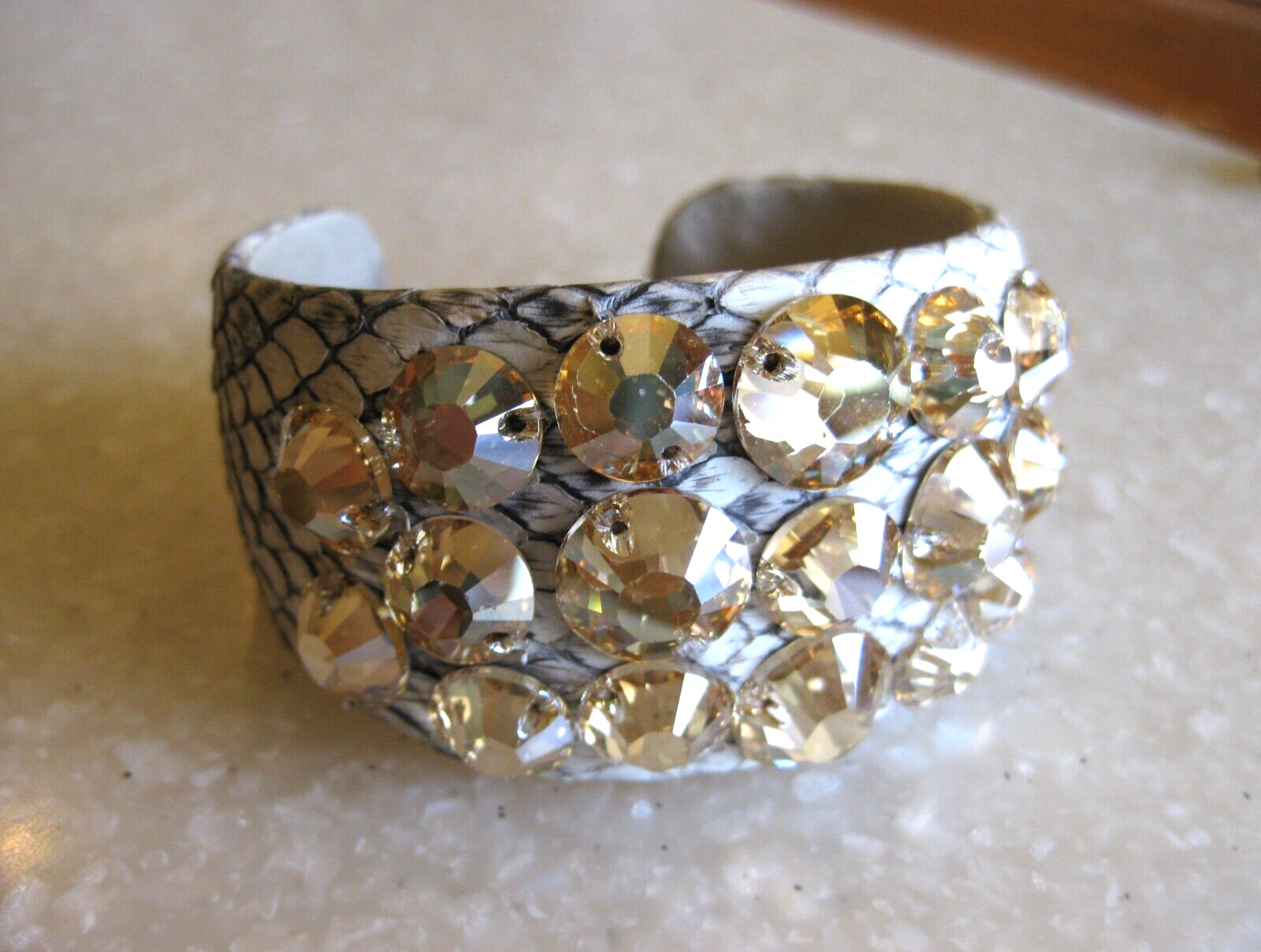 TED ROSSI Classic Python & Crystals Cuff Bracelet… - image 1