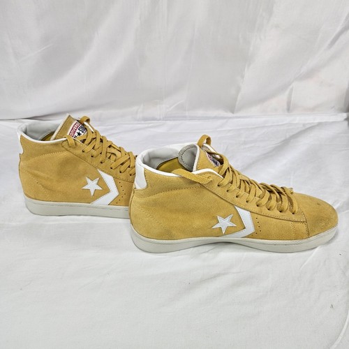 Converse Pro Leather Mid Runner 76 Limited Men 10.5 M Canary Yellow Suede Chucks - Picture 3 of 8
