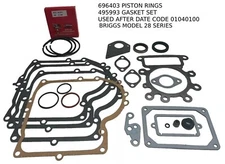 696403 RINGS AND GASKET SET FITS BRIGGS 13, 14.5, 15 HP OHV ENGINES MODEL 28