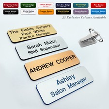 Image of COMBI CLIP & PIN Custom Engraved Company Name Badge Housekeeper ID Tags Nursery