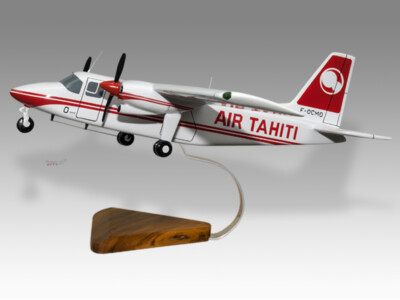 Britten Norman BN-2A Islander Air Tahiti Mahogany Wood Handcrafted Display Model