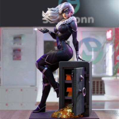 Black Cat 3D print figure 1/8 1/6 1/4 Model Kit Unpainted