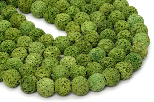 10MM Natural Apple Green Lava Gemstone Beads Grade A Round Loose Beads 15" - Picture 2 of 4