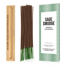 40 Pack Sage Smudge Incense Sticks for Energy Cleansing, with Incense Holder 