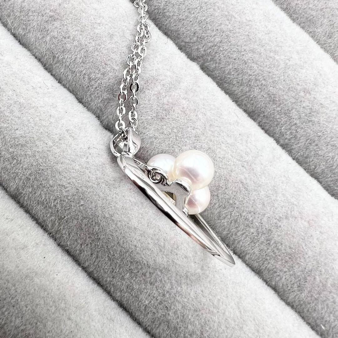 MIKIMOTO 3-strand Akoya Pearl Open Heart Necklace Silver MIKIMOTO 3-strand Akoya Pearl Open Heart Necklace Silver