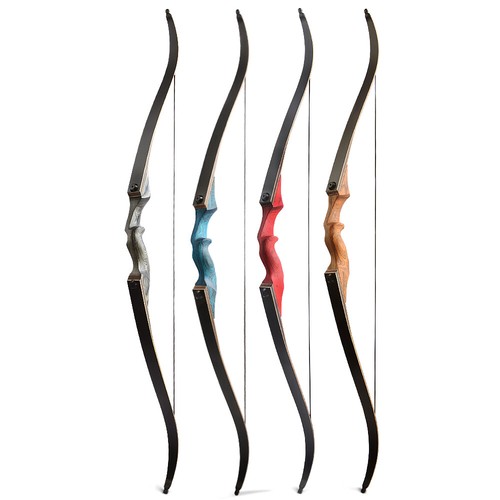 60" Takedown Recurve Bow 20-60lbs Wooden Longbow Archery Hunting Black Hunter - Picture 3 of 46