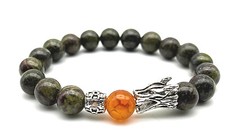 African Dragon Blood Jasper  Silver Dragon Head 10mm Harmony Gemstone Bracelet
