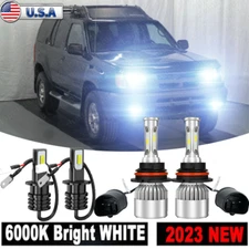 For Nissan Xterra 2000 2001 6000K 4x Front LED Headlight + Fog Light Bulbs Combo
