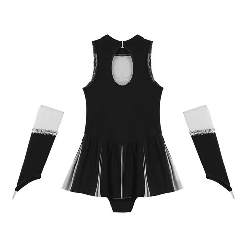 Kids Girls Sequins Pleated Dance Dress Bodysuit Dancewear Leotard Outfit Costume - Photo 23/45