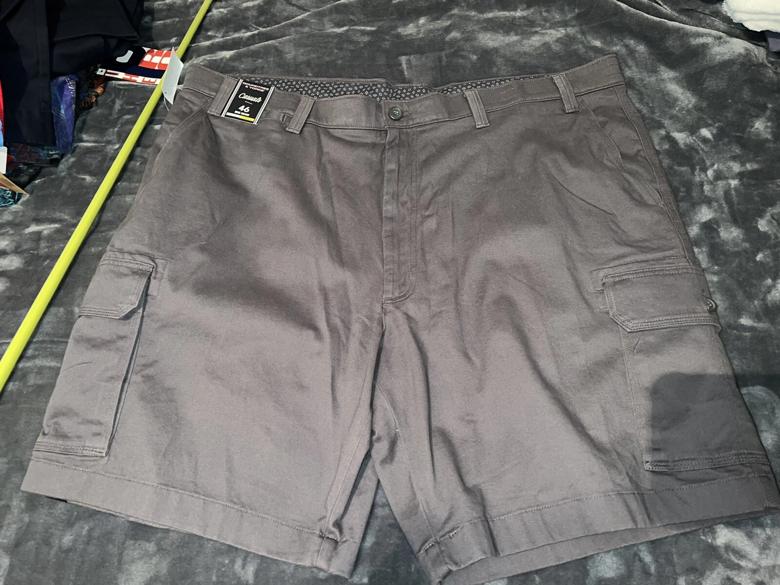 Roundtree & Yorke Men's Casuals CARGO SHORTS 46 Big Man Stretch Fabric Grey NWT
