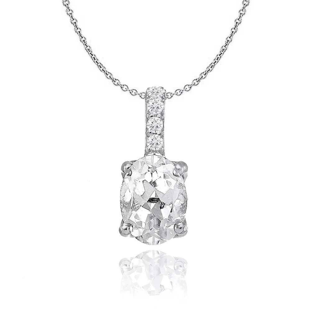 Oval Crown White Topaz Necklace in Sterling Silver eBay