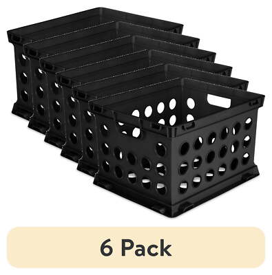 (6pack)File Crate,Versatile Plastic Bin,Letter or Legal-Sized File Storage,Black