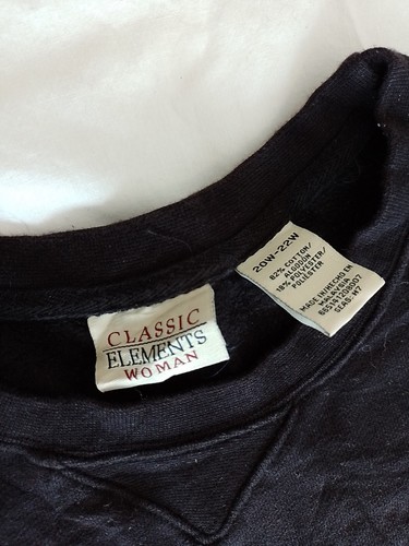 Woman's Sweater Classic Elements Size 20w-22w Round Neck Black 902 - Picture 3 of 10
