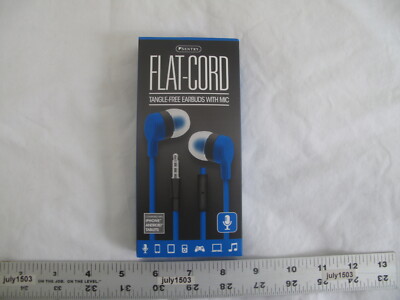 NEW Sentry Flat-Cord Tangle Free Earbuds w/Mic - BLUE - iPhone Android Tablets