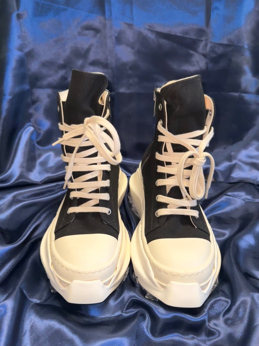 Rick Owens DRKSHDW Abstract High Sneaker Boots Size38.5 Black/Milk