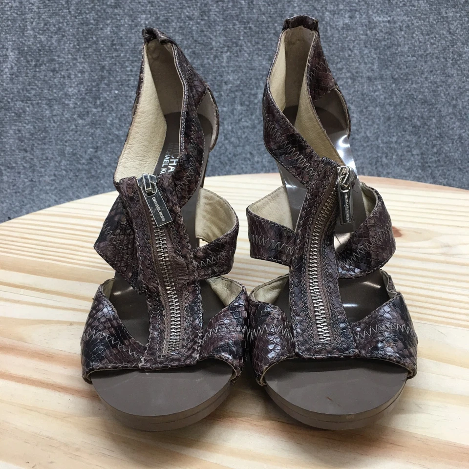 Sandalias Michael Kors Mujer 9.5M Berkley Gladiator Multicolor Cuero Cono Tacones Foto 4 de 4