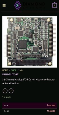 Diamond MM-32X-AT 32 Bit Analog I/O Module W/Autocalibration Diamond Systems