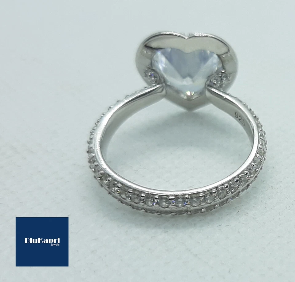 Anello Donna Argento Cuore con Pave' di zirconi bianchi brillanti - Immagine 4 di 4