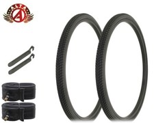 ALTA BICYCLE WIRE BEAD TIRES 26 x 1.50 BLACK TWIN MARCH SEMI-SLICK 6pc SET.
