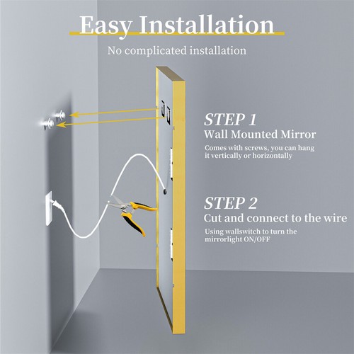LUVODI Golden Frame LED Bathroom Mirror Dimmable Anti-fog Vanity Mirror IP56 US - Picture 20 of 30