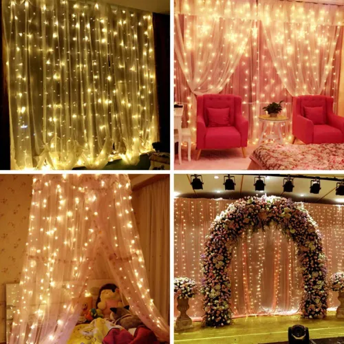 300 led curtain fairy lights string indoor/outdoor backdrop wedding xmas party image 10