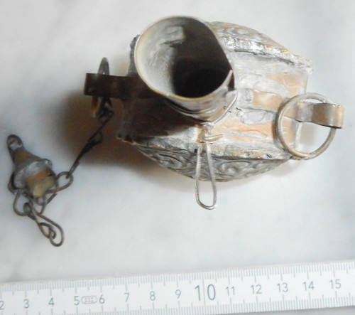 pulver flasche messing oval alt antik orientalisch verziert top vintage deko - Picture 12 of 12