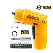 Mini trapano avvitatore a batteria cacciavite elettrico 4V con 10 inserti INGCO