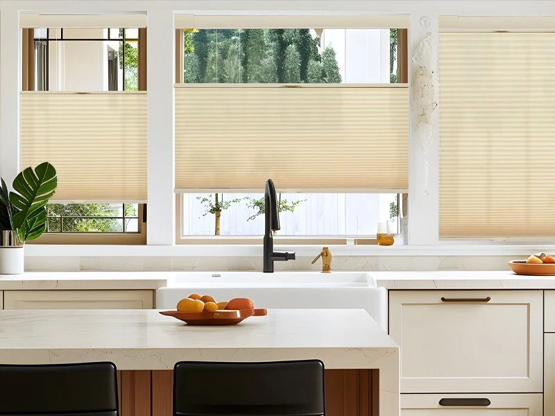 No-Screw Top-Down Bottom-Up Cellular Shades 1" Light Filter Cordless Beige Blind - Image 3 of 4