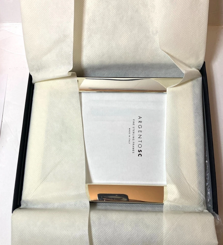 ARGENTO SC CASTELL QUADRO POLIDO BANHADO A PRATA 5x7" CAIXA ABERTA ITÁLIA CONVERSÍVEL - Imagem 3 de 4