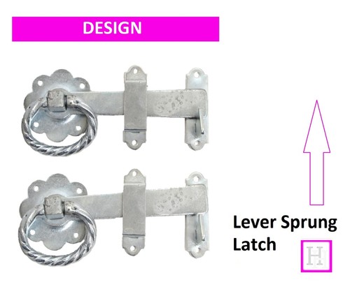 6" GALVANISED TWISTED RING Gate Latch HEAVY DUTY Garden Catch Lock D1 - Picture 4 of 12