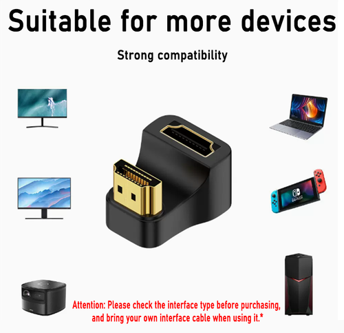 Convertisseur adaptateur HDMI2.1 coude en forme de U mâle vers femelle conversion bidirectionnelle - Photo 2/3