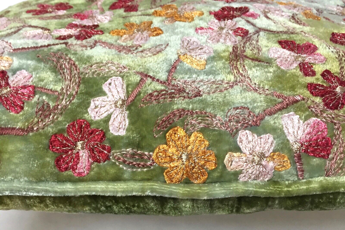 Coussin Décoratif Anke Drechsel Raymon En Velours De Soie Brodé, Motif Mandarine Métallisé, 30x30 Cm