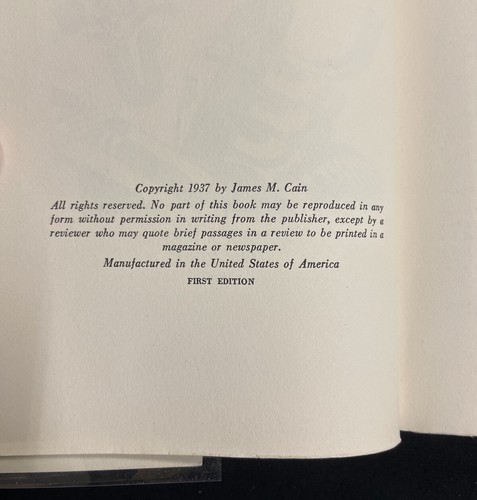 James M. Cain SERENADE Knopf FIRST Edition 1937 with jacket! Blue and Purple ed - Picture 7 of 10